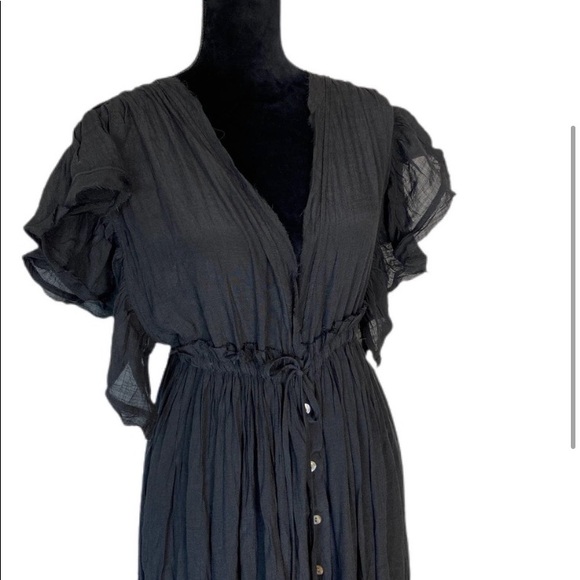 Talulah Black Crepe Ruffle Sleeve Maxi Dress Size M - Picture 5 of 5